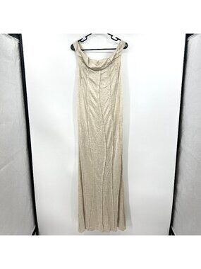 Richard Chai Heathered Ivory Cotton Blend Cowl Neck Maxi Dress Women's Small